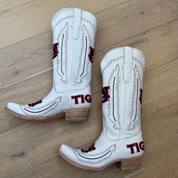 Vaccari Women's Naomi Western Game Day Leather Boots Auburn Tigers -Bone Size 9 - Picture 15 of 16